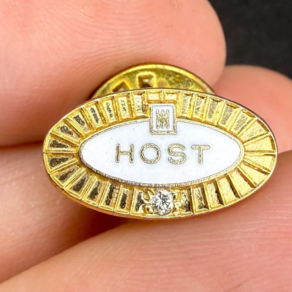 Vintage Marriott Host Service Award Pins Gold Tone Enamel Blue Stone Unisex OS